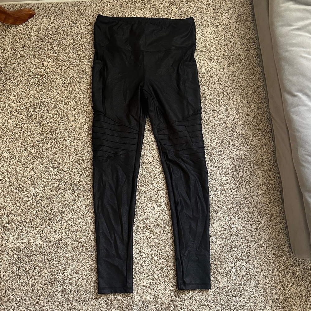 Ladies Motto Black Leggings